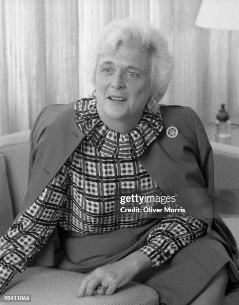 Portrait of American then-Second Lady of the United States Barbara Bush at the Vice Presidential residence, Washington, DC, April 24. 1981. Wife of...