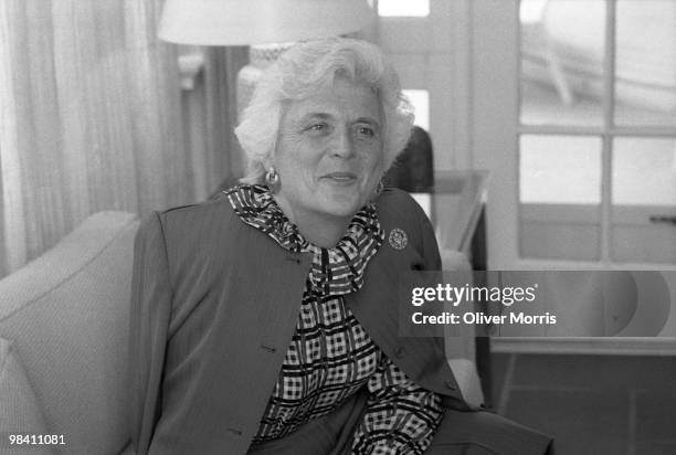 Portrait of American then-Second Lady of the United States Barbara Bush at the Vice Presidential residence, Washington, DC, April 24. 1981. Wife of...