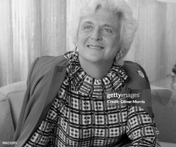 Portrait of American then-Second Lady of the United States Barbara Bush at the Vice Presidential residence, Washington, DC, April 24. 1981. Wife of...