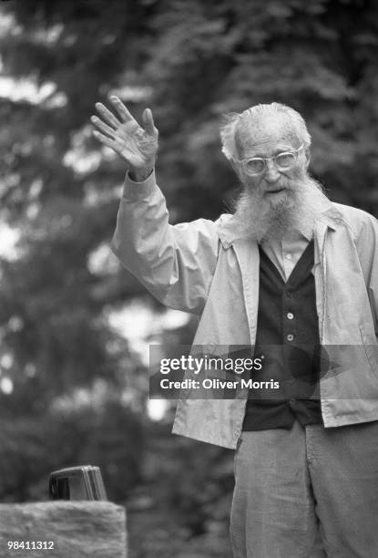 Portrait of American photographer, painter, and the museum curator Edward Steichen in the garden of his home, Redding, Connecticut, 1972.