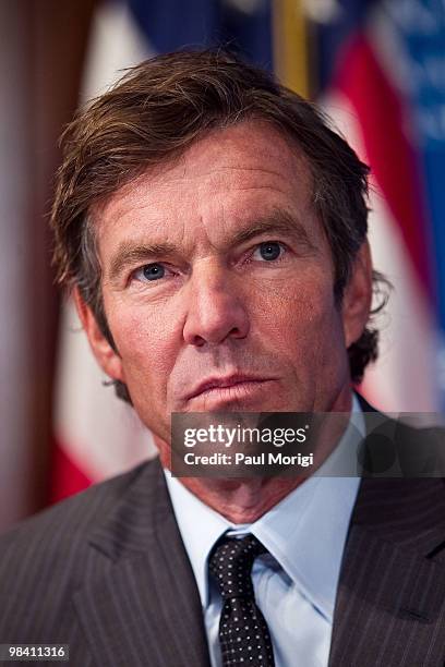 Dennis Quaid attends a press conference to discuss the prevention of potentially deadly medical errors at the National Press Club on April 12, 2010...