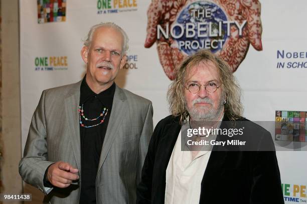 Social activist/author/filmmaker Turk Pipkin and musician Ray Wylie Hubbard pose on the red carpet for the Nobelity Project's dinner honoring country...