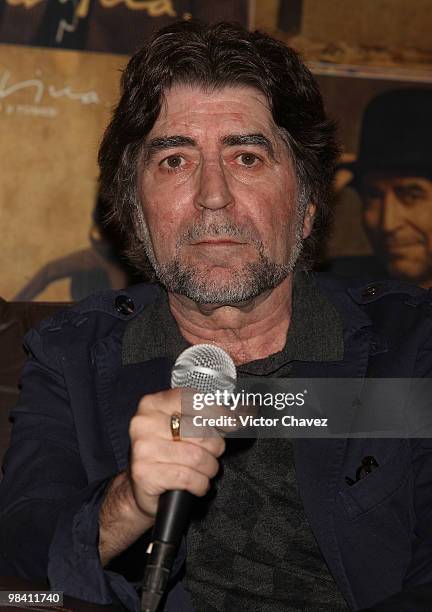Singer Joaquin Sabina attends a photocall and press conference to promote his latest album "Vinagre Y Rosas" at Hotel Camino Real on April 12, 2010...