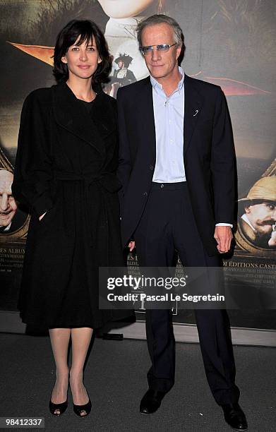 Actress Sophie Marceau and Actor Christophe Lambert attend the premiere of the Luc Besson's film "Les Aventures Extraordinaires d'Adele Blanc-Sec" at...