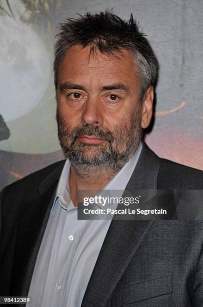 Director Luc Besson attends the premiere his film "Les Aventures Extraordinaires d'Adele Blanc-Sec" at Cinema UGC Normandie on April 12, 2010 in...