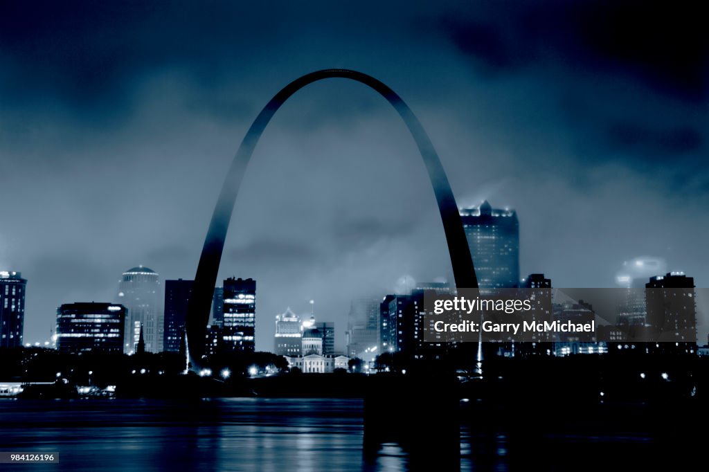 Steam Rising over St Louis - monochrome