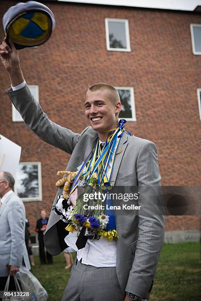 a young man graduating from high school sweden. - graduation sweden stock pictures, royalty-free photos & images