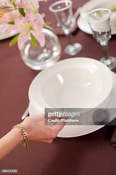 the laying of a table for a special occasion. - plattform stock pictures, royalty-free photos & images