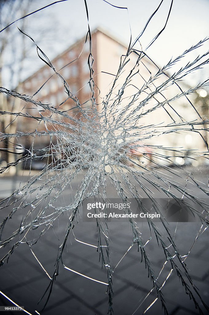 A smashed pane of glass Sweden.