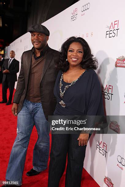 Exec. Prod. Tyler Perry and Exec. Prod. Oprah Winfrey at Lionsgate Los Angeles Premiere of "Precious" at the AFI Fest on November 01, 2009 in...