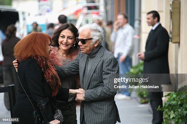 Sonia Rykiel, Nathalie Rykiel and Ralph Lauren leave the new Ralph Lauren store at Boulevard Saint Germain on April 12, 2010 in Paris, France.