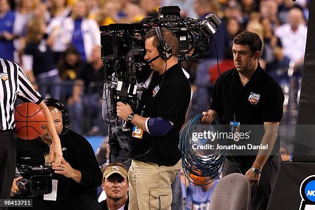 Cameraman operates a Fusion 3D camera rig as the Butler Bulldogs play against the Duke Blue Devils during the 2010 NCAA Division I Men's Basketball...