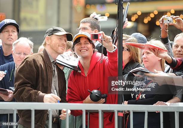 Producer Ron Howard poses while Russell Crowe is honored on the Hollywood Walk Of Fame on April 12, 2010 in Hollywood, California.