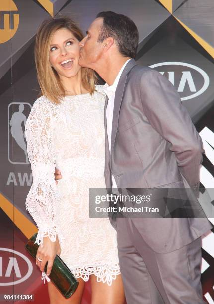 Maria Menounos and Keven Undergaro arrive to the NBA Awards Show 2018 held at Barker Hangar on June 25, 2018 in Santa Monica, California.