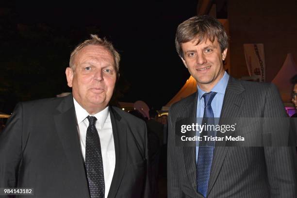 Georg Stecker and Ernst August Prinz von Hannover jr. During the LV Lower Saxony Summer Party on June 25, 2018 in Berlin, Germany.
