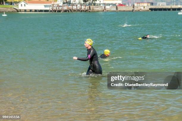 escape from alcatraz swim - escape from alcatraz stock pictures, royalty-free photos & images