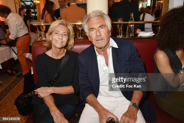 Presenter/writer Claire Chazal and Jean Paul Enthoven attend "L'Ete Litteraire Des Deux Magots " : Book Signing Cocktail at Les Deux Magots Cafe on...
