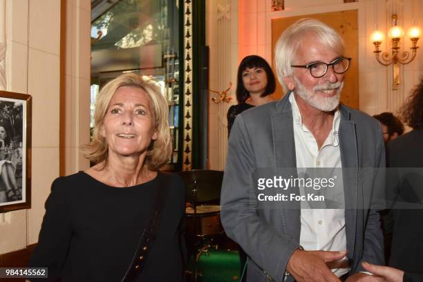 Presenter/writer Claire Chazal and writer Philippe Delerm attend "L'Ete Litteraire Des Deux Magots " : Book Signing Cocktail at Les Deux Magots Cafe...