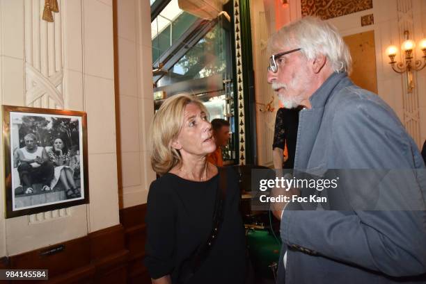 Presenter/writer Claire Chazal and writer Philippe Delerm attend "L'Ete Litteraire Des Deux Magots " : Book Signing Cocktail at Les Deux Magots Cafe...