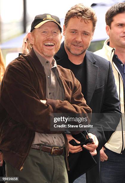 Ron Howard and Russell Crowe attends the Russell Crowe Hollywood Walk Of Fame Induction Ceremony on April 12, 2010 in Hollywood, California.