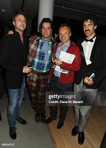 Rufus Wainwright and Graham Norton attend the afterparty following the opening night of 'Prima Donna', at the Sadler's Wells Theatre on April 12,...