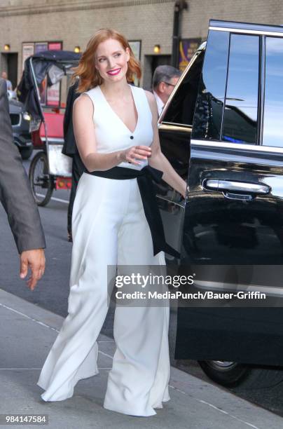 Jessica Chastain is seen on June 25, 2018 in New York City.