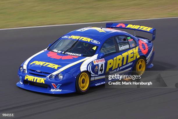 Marcus Ambrose of Ford on his way to pole position for race one of the Shell Championship Series after recording a time of 1:30.9 at Sydneys Eastern...