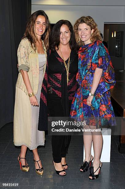 Martina Mondadori, Angela Missoni and Cornelia Brandolini D'Adda attend the "Tar Mag Issue 3" Gala Dinner held at loft Vhernier on April 12, 2010 in...