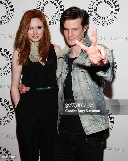 Actress Karen Gillan and actor Matt Smith attend the "Who's Next? The New Era of Doctor Who" screening at the Paley Center For Media on April 12,...