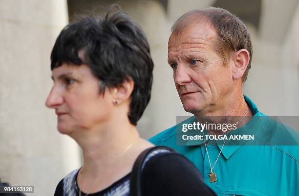 Parents of murdered French au-pair Sophie Lionnet, Catherine Devallonne and Patrick Lionnet arrive at the Old Bailey, London's Central Criminal...