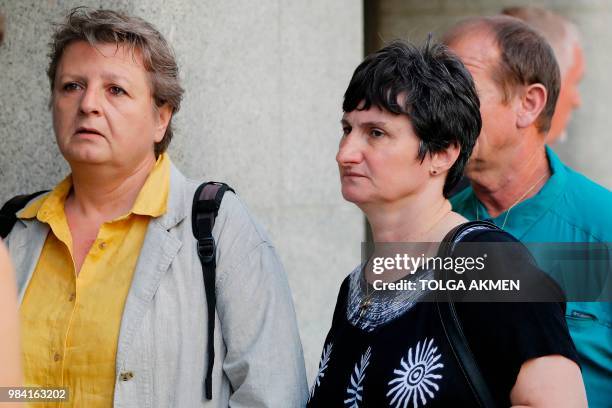 Parents of murdered French au-pair Sophie Lionnet, Catherine Devallonne and Patrick Lionnet arrive at the Old Bailey, London's Central Criminal...