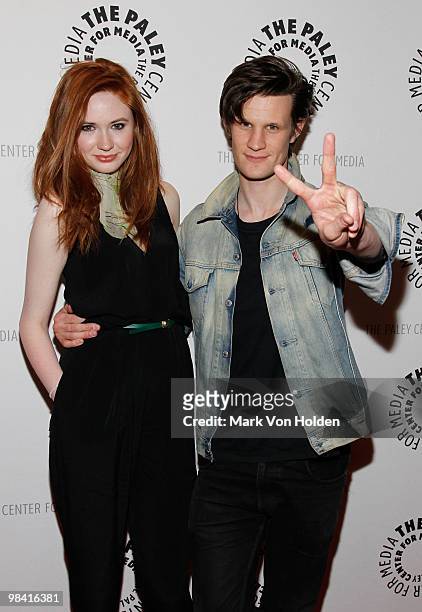 Actor Matt Smith and actress Karen Gillan attend the "Who's Next? The New Era of Doctor Who" screening at the Paley Center For Media on April 12,...