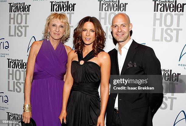 Klara Glowczewska , Kate Beckinsale and Chris Mitchell arrive at the Conde Nast Traveler "Hot List" party at Haze Nightclub in the Aria Resort &...