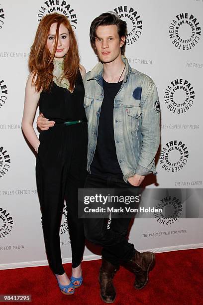 Actor Matt Smith and actress Karen Gillan attend the "Who's Next? The New Era of Doctor Who" screening at the Paley Center For Media on April 12,...