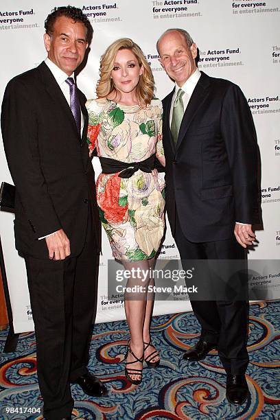 Brian Stokes Mitchell, Jane Krakowski and Jonathan Tisch attend the Actors Fund annual gala at The New York Marriott Marquis on April 12, 2010 in New...