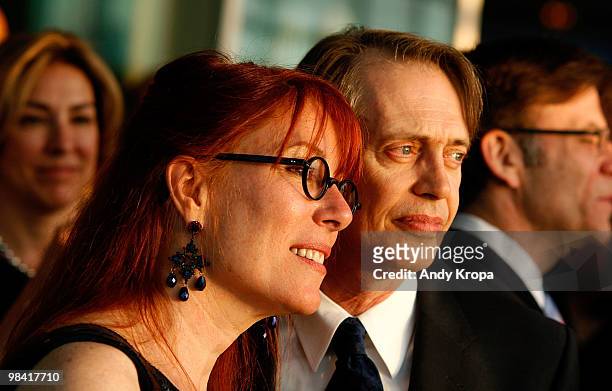 Jo Andres and Steve Buscemi attend the Lower Manhattan Cultural Council's 6th Annual Downtown Dinner Gala at Pier Sixty at Chelsea Piers on April 12,...