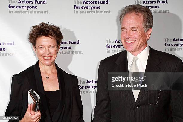Annette Bening and Warren Beatty attend the Actors Fund annual gala at The New York Marriott Marquis on April 12, 2010 in New York City.