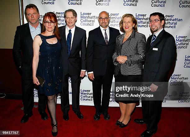 Aidan Quinn, Jo Andres, Steve Buscemi, Stanley Tucci, Cherrie Nanninga and Diego Segalini attend the Lower Manhattan Cultural Council's 6th Annual...