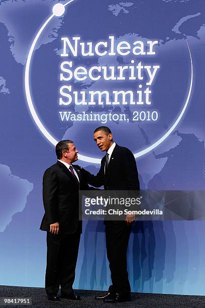 President Barack Obama welcomes Jordanian King Abdullah II Bin Al Hussein to the start of the Nuclear Security Summit at the Washington Convention...
