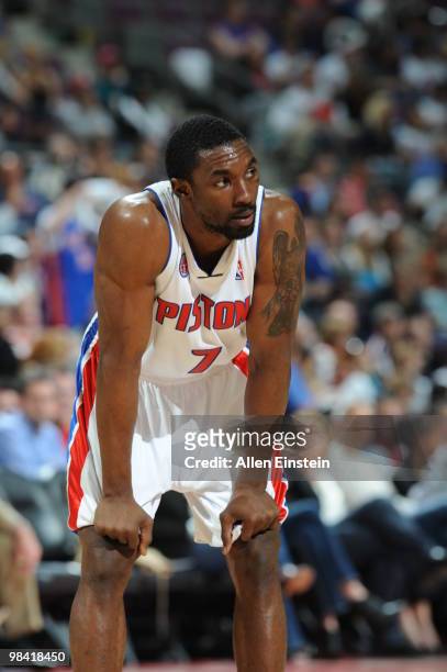 Ben Gordon of the Detroit Pistons during a game against the Toronto Raptors in a game at the Palace of Auburn Hills on April 12, 2010 in Auburn...