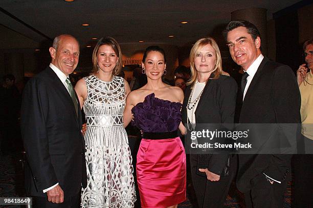 Jonathan Tisch, Lizzie Tisch, Lucy Liu, Paula Harwood and Peter Gallagher attend the Actors Fund annual gala at The New York Marriott Marquis on...