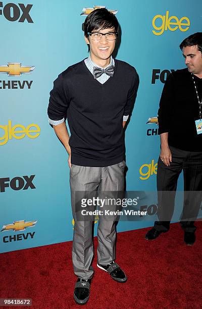 Actor Harry Shum Jr. Arrives at Fox's "Glee" spring premiere soiree held at Bar Marmont on April 12, 2010 in Los Angeles, California.