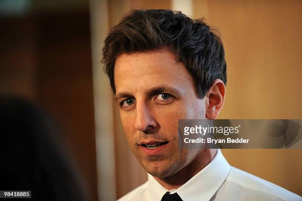 Actor Seth Meyers attends an evening with "Saturday Night Live" presented by The Academy of Television Arts & Sciences at The Pierre Hotel on April...