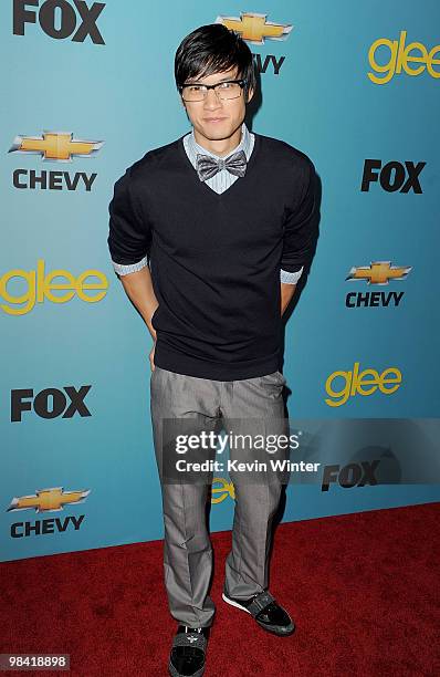 Actor Harry Shum Jr. Arrives at Fox's "Glee" spring premiere soiree held at Bar Marmont on April 12, 2010 in Los Angeles, California.