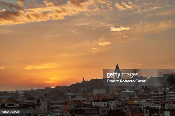 ...sunset in istambul - istambul stock pictures, royalty-free photos & images
