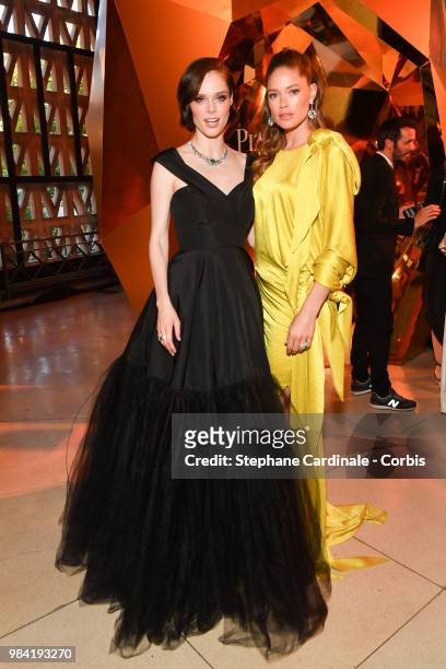 Coco Rocha and Doutzen Kroes attend the Piaget Sunlight Escape Paris 2018 High Jewellery Collection Party at Palais d'Iena on June 18, 2018 in Paris,...
