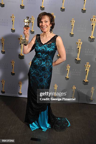 Actress Martha Burns poses with her award at the 30th Annual Genie Awards Gala at the Kool Haus on April 12, 2010 in Toronto, Canada.