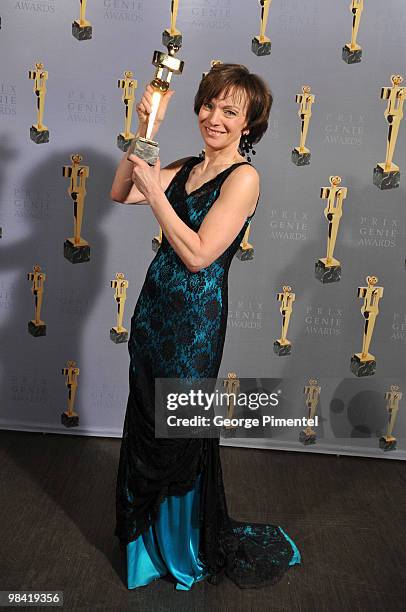 Actress Martha Burns poses with her award at the 30th Annual Genie Awards Gala at the Kool Haus on April 12, 2010 in Toronto, Canada.