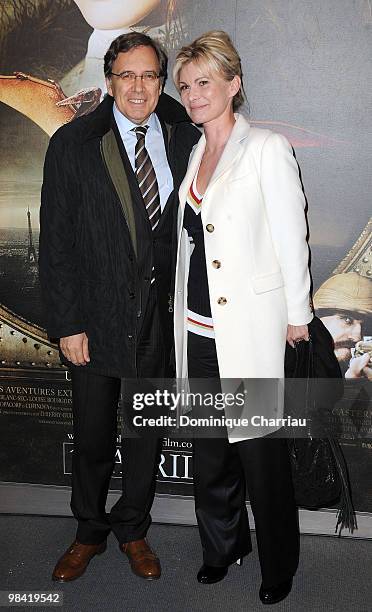 Nonce Paolini and wife Catherine attend the premiere of the Luc Besson's film 'Les Aventures Extraordinaires d'Adele Blanc-Sec' at Cinema UGC...