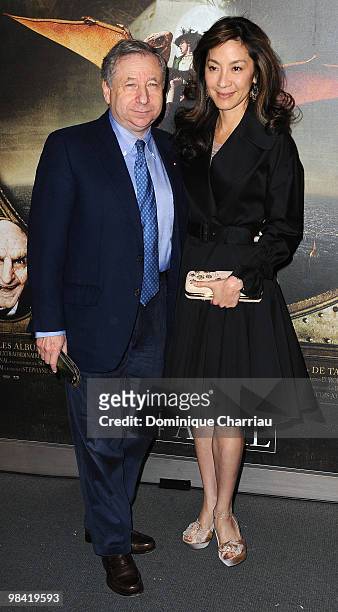 Jean Todt and Michelle Yeoh attend the premiere of the Luc Besson's film 'Les Aventures Extraordinaires d'Adele Blanc-Sec' at Cinema UGC Normandie on...